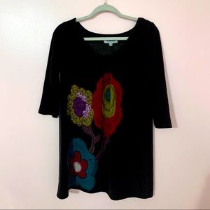 Quintessential Brown Shift Dress With Flowers
